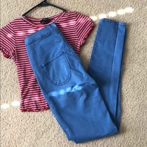 Striped shirt & High Waisted pants